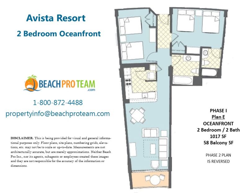 Avista Resort Floor Plan E - 2 Bedroom Oceanfront